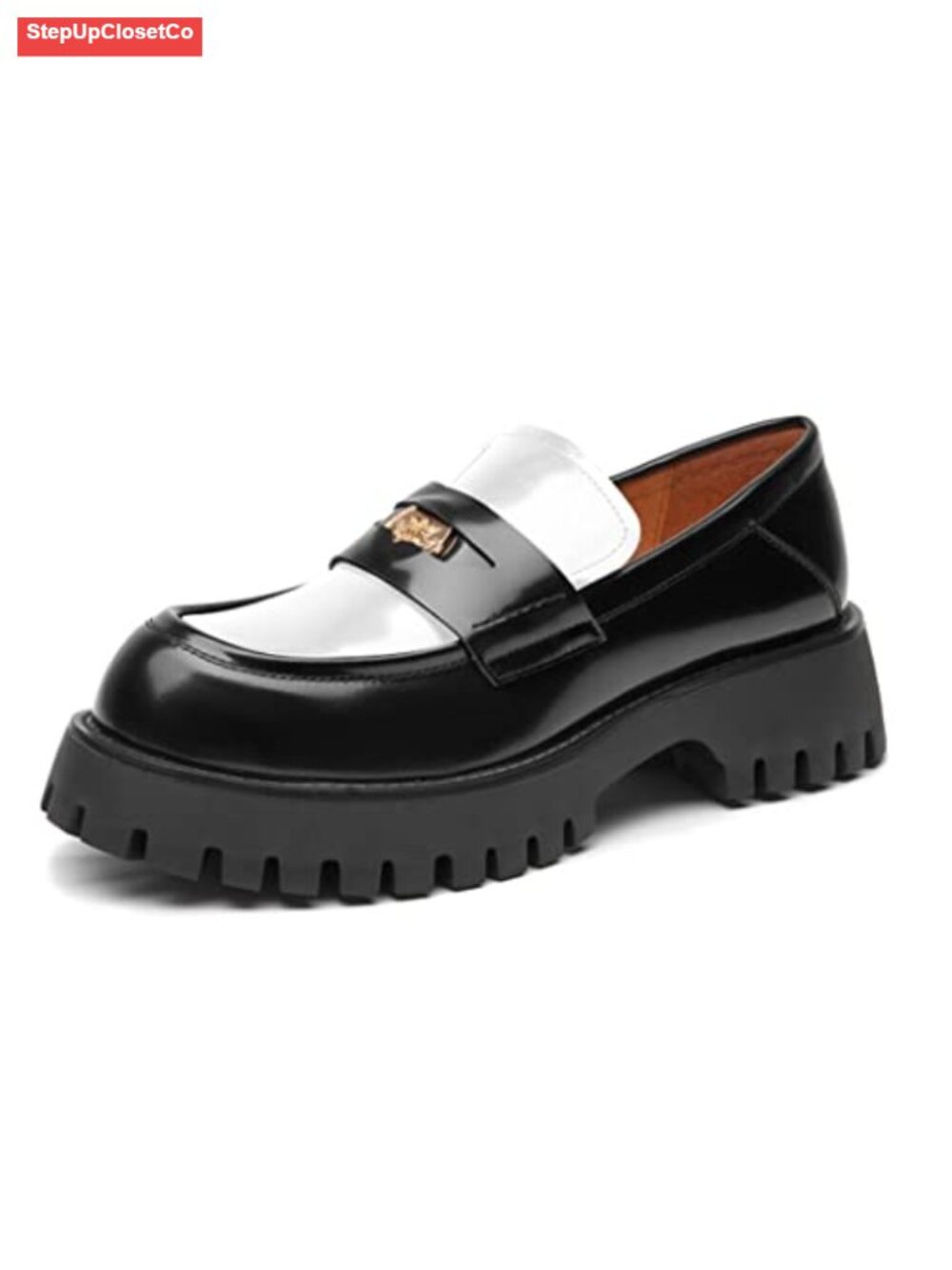 Chunky Platform Loafers Patent Leather Lug Sole Slip On Penny Work Office